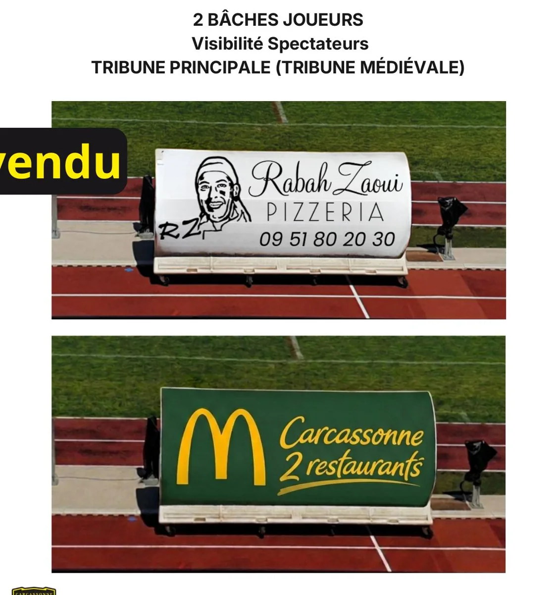 Pack Rayonnement — 2 bâches joueurs — tribune principale (tribune médiévale)