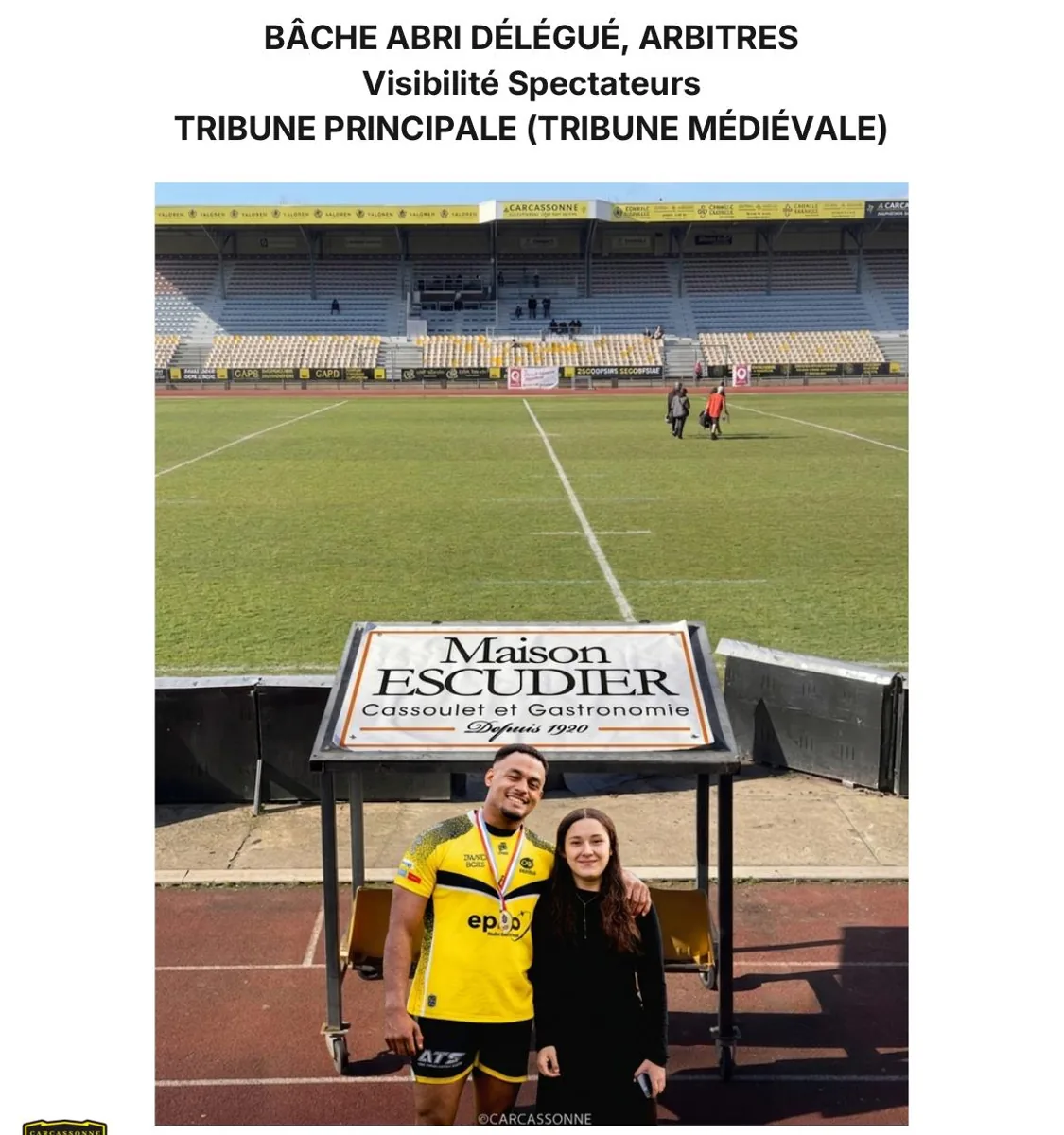 Pack Ambassadeur — Bâche abri délégué et arbitres — tribune principale