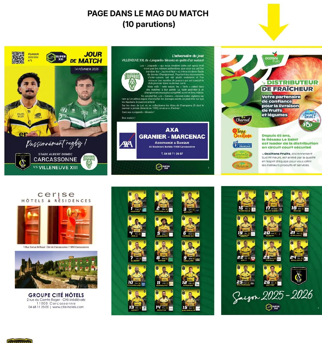 Page dans le MAG du match — 10 parutions