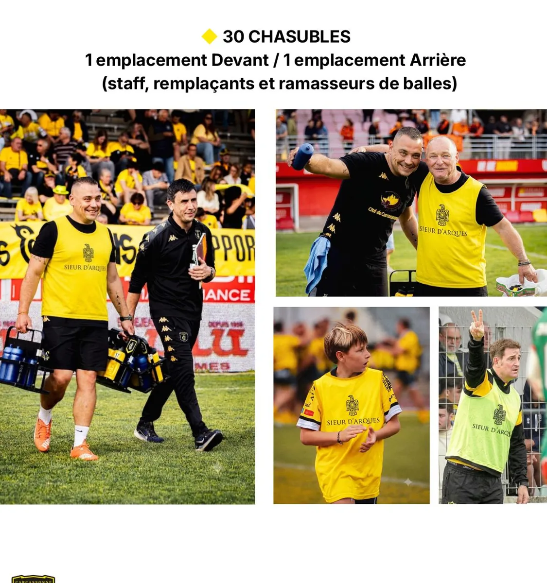 30 chasubles — staff, remplaçants et ramasseurs de balles